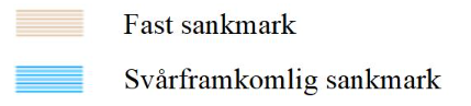 Illustratör: Lantmäteriet Symboler för fast sankmark respektive svårframkomlig sankmark.
