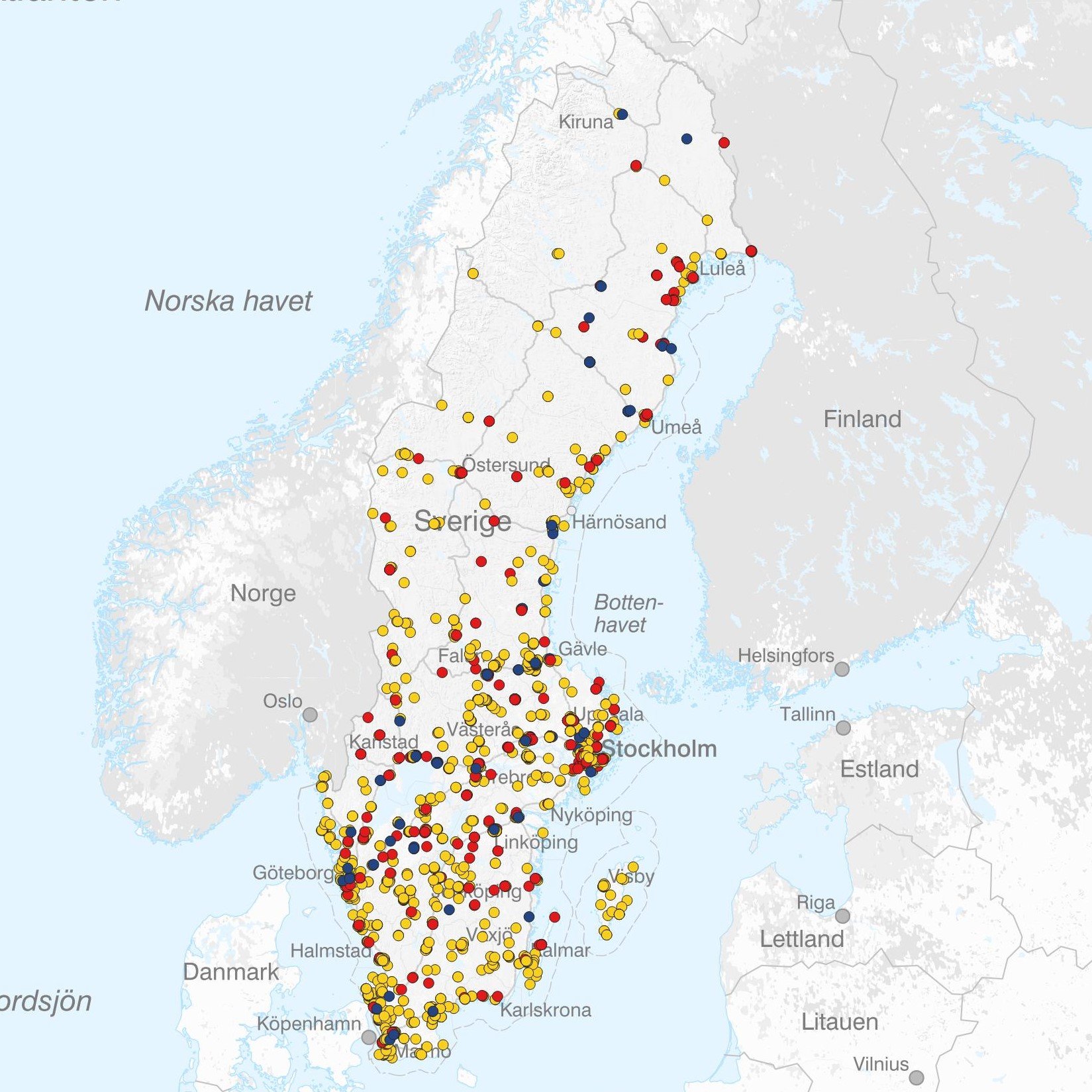 Karta över laddstationer i Sverige, Klimatklivet